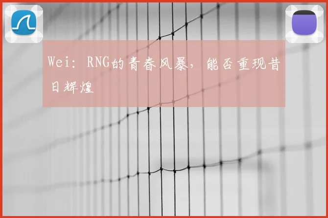 Wei：RNG的青春风暴，能否重现昔日辉煌